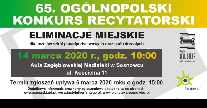zdjęcie: Eliminacje miejskie do 65. Ogólnopolskiego Konkursu Recytatorskiego w Zagłębiowskiej Mediatece 2020. / fot. nadesłane