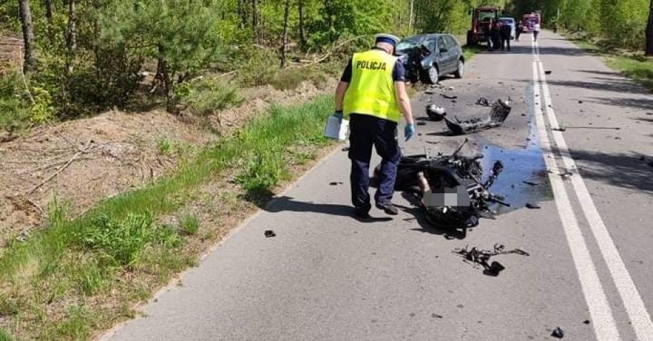 zdjęcie: Wypadek z udziałem motocyklisty / fot. KPP w Makowie Mazowieckim