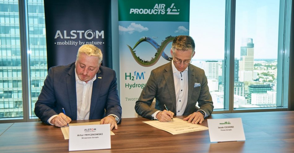 zdjęcie: Alstom i Air Products podpisują umowę na opracowanie zeroemisyjnych rozwiązań w transporcie w Polsce / Air Products - Podpisanie umowy